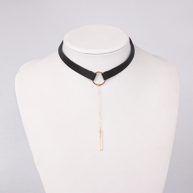 Black Brown Silver Gold Circle Velvet Choker Necklaces Gothic Pendants
