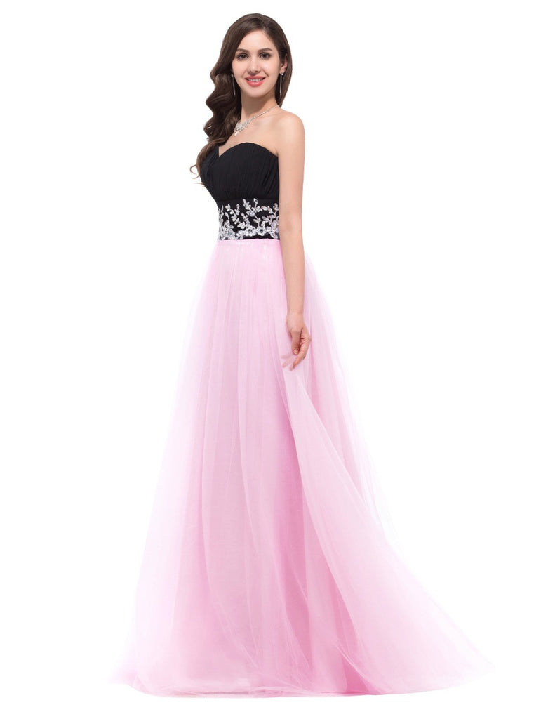 Sweetheart Black and Pink Beautiful Elegant Night Dinner Long Evening Dresses