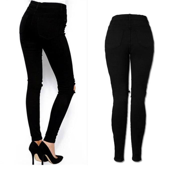 Cool Ripped Knee Cut Skinny Jeans for Woman