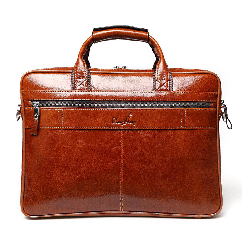 Vintage Genuine Leather Top Quality Briefcase Laptop Bag For Men