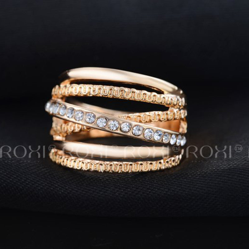 Rose Gold Plated Zirconia Classic Rings wr-