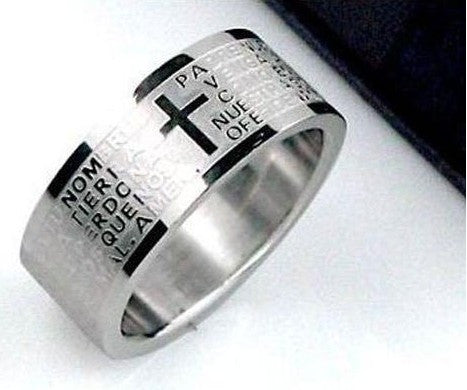 Bible Lord's Prayer Silver Unisex Rings mj-