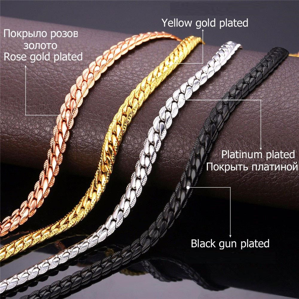 Long/Choker 6MM Vintage Black Gun/Gold Plated Chain For Women/Men mj- Necklaces