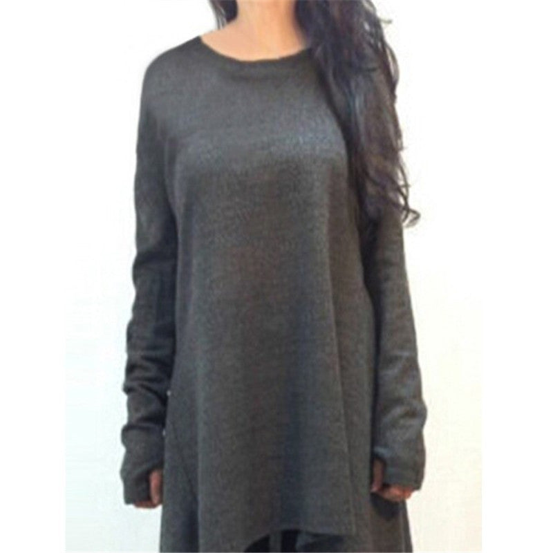 Knitted Long Gray And Black Sweaters For Women