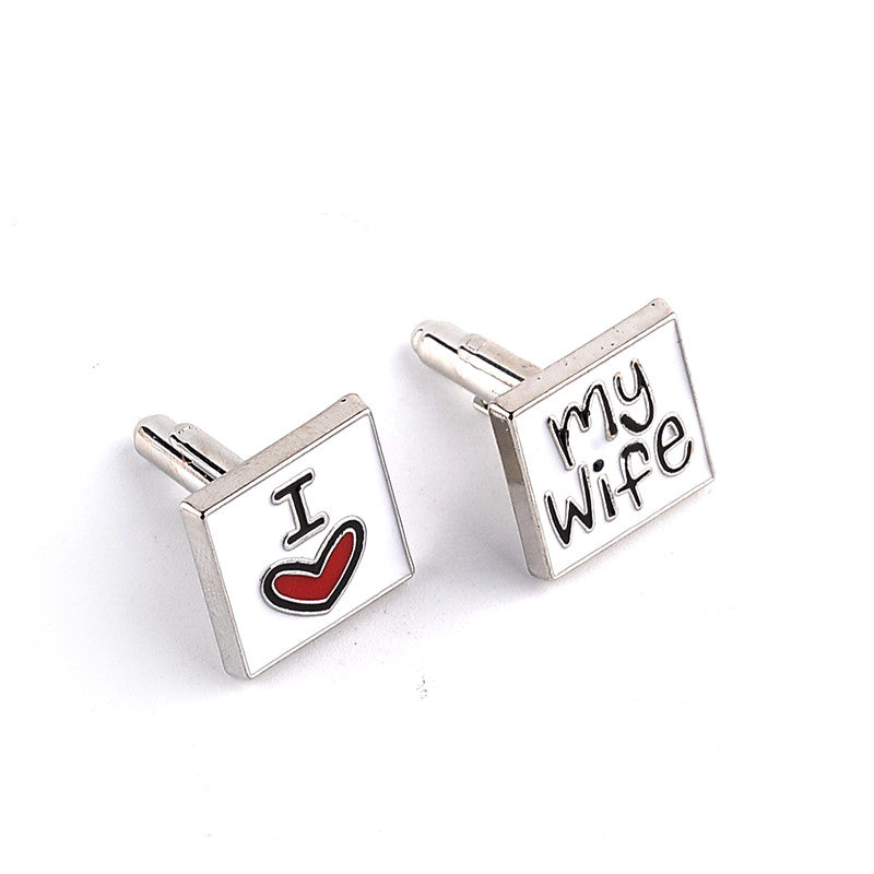 New Fashion 'I Love My Wife' Design Good Husband Cufflinks for Men