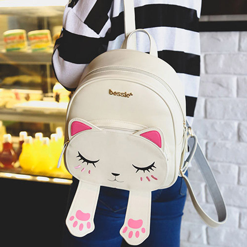 Cat Preppy Style School Backpacks Funny Quality bwb