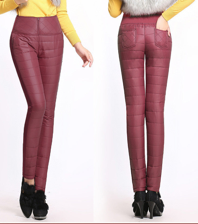 Winter Outer Wear Slim Warm Windproof Thick Down Women Pants