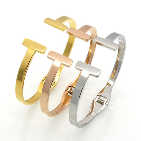Brand Luxury Quality Double T Gold Plated Bracelets & Bangles