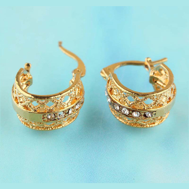 Leaf Shape New Jewelry Gold Plated Austrian Crystal Earrings