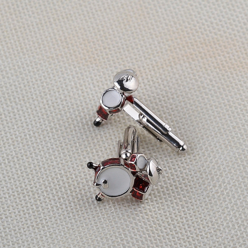 Red White Musical Band Drum Cufflinks