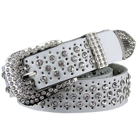 Rhinestone Luxury Design Genuine Leather High Quality Belt For Women