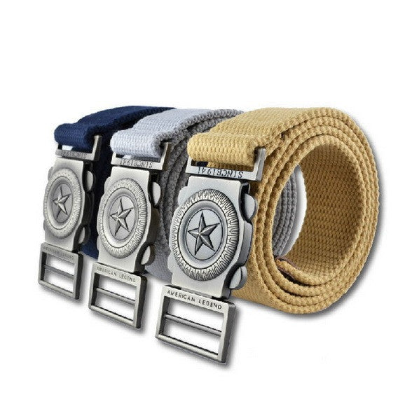 Casual Canvas Belt For Men Knitted Metal Buckle Military Outdoor Designer