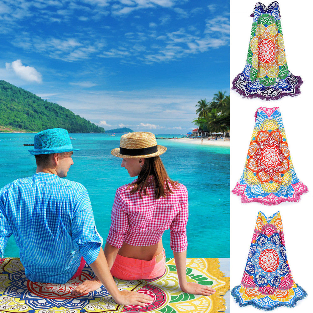 Summer Thin Round Mandala tapestry Wrap shawl Beach Cover Up