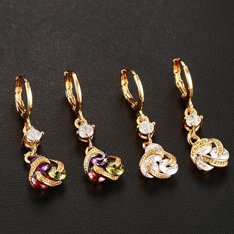 Crystal Zirconia Indian Gold Plated Earrings