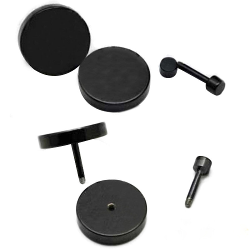 2pc Black Sliver Stainless Steel Ear Plugs Gauge Body Jewelry bj-