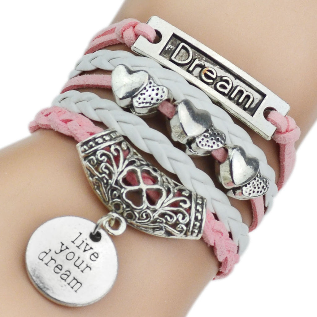 Silver Owl Tree Love Leather Bracelets mj-