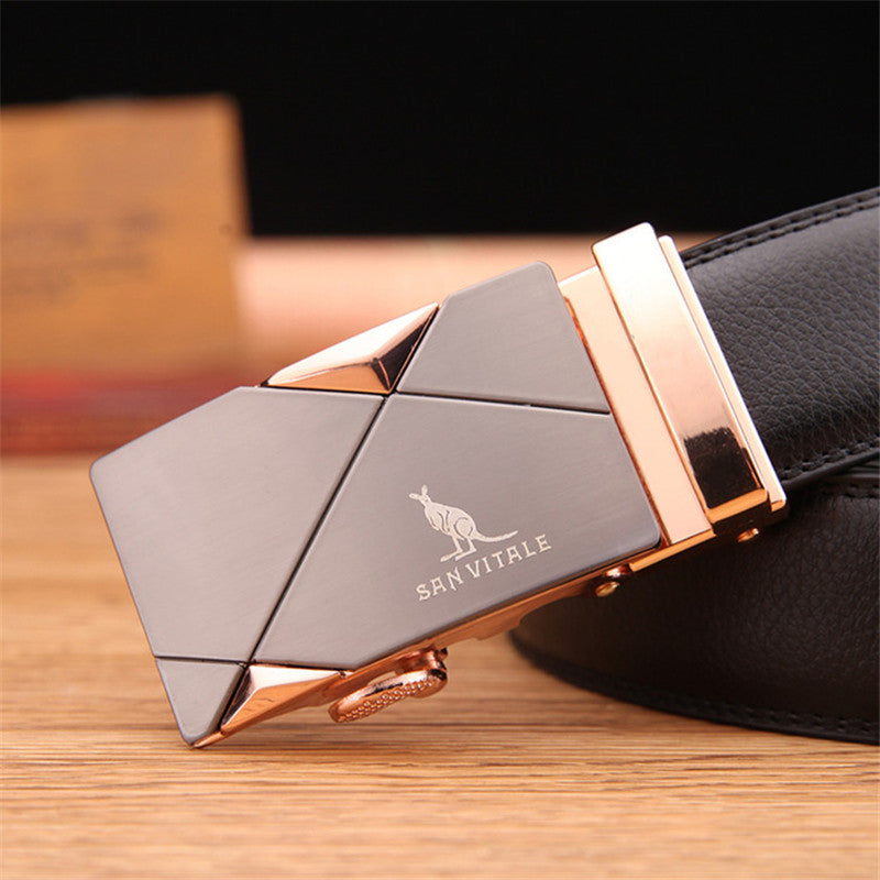 Automatic Buckle Strap Genuine Leather Belt For Men High Quality Material