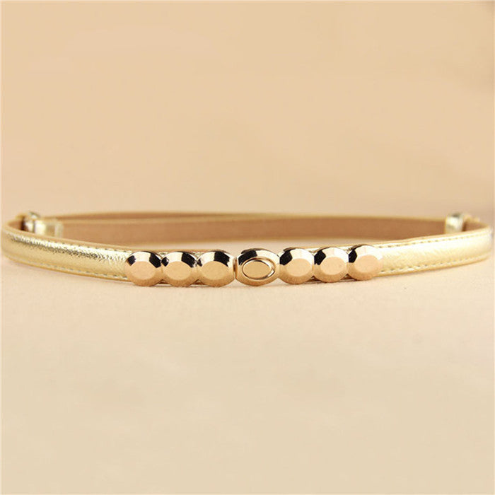 Decorative Gold Tone Alloy Buckle Thin Belt For Women