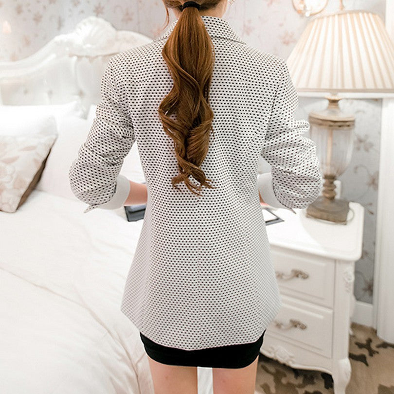 Classic Long Sleeve Suit Elegant Dots Printing Formal Women Blazer