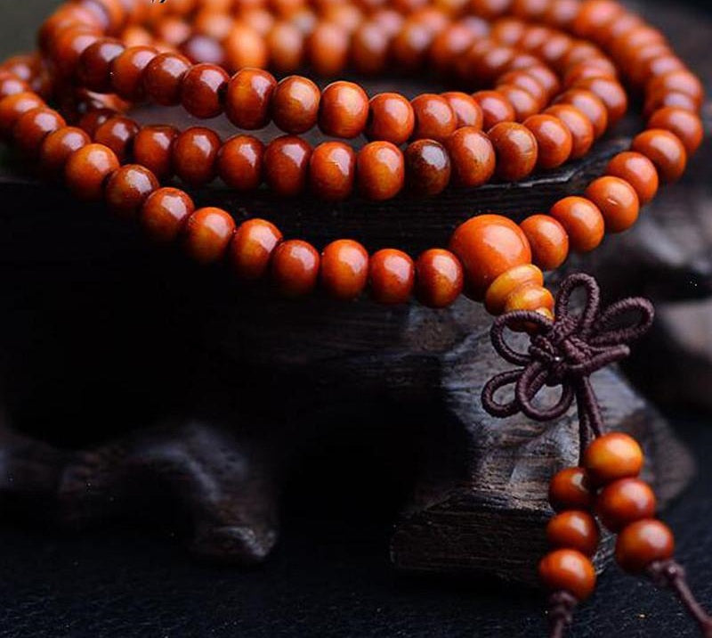 Vintage Natural 108 Beads Sandalwood Buddhist Mala Bracelets mj-