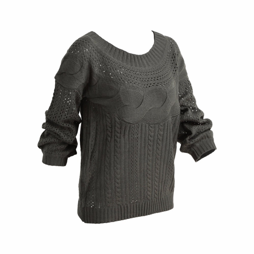 Off The Shoulder Knitted Hollow Out Sweater For Women