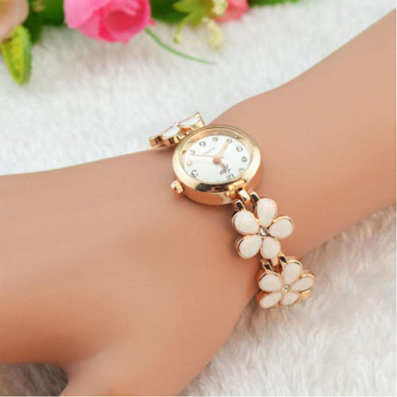 Daisies Flower Rose Gold Bracelet Watch ww-b