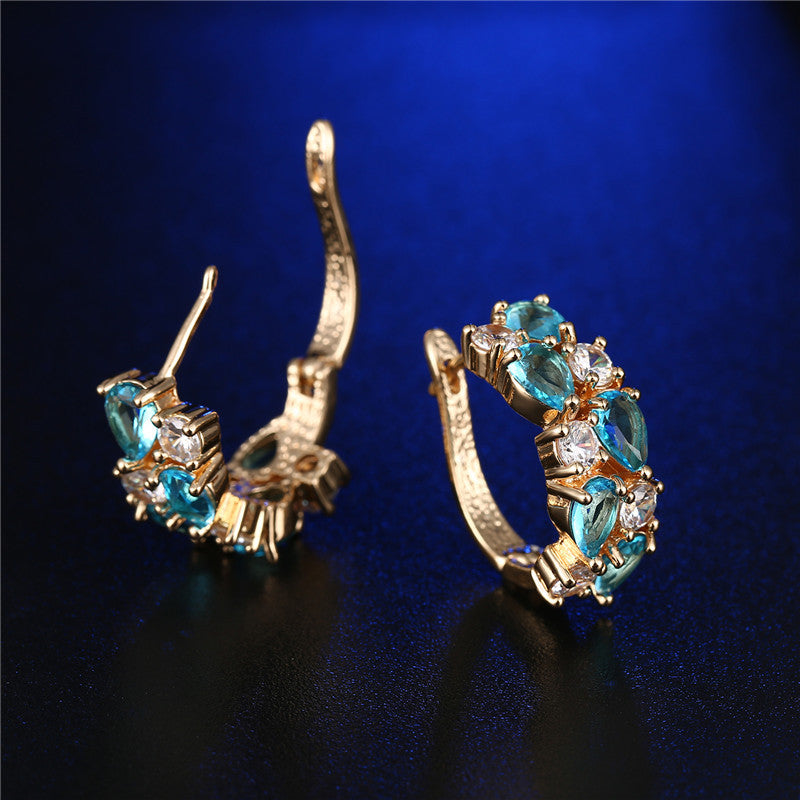 Trendy Colorful Stud Earrings Sliver Rose Gold Plated Earrings
