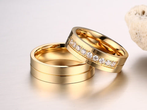 Trendy Wedding Bands Rings Gold Plated wr- mj-