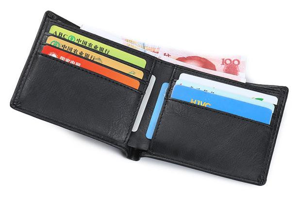 Elegance Bifold Wallets for Men Leather Black Purse