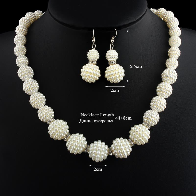 Handmade Pearl Wedding Jewelry Sets Necklaces Earrings