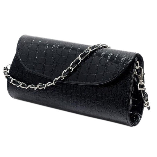 Crocodile Pattern Ladies Clutch Evening Bag  Crossbody Chain Wallet