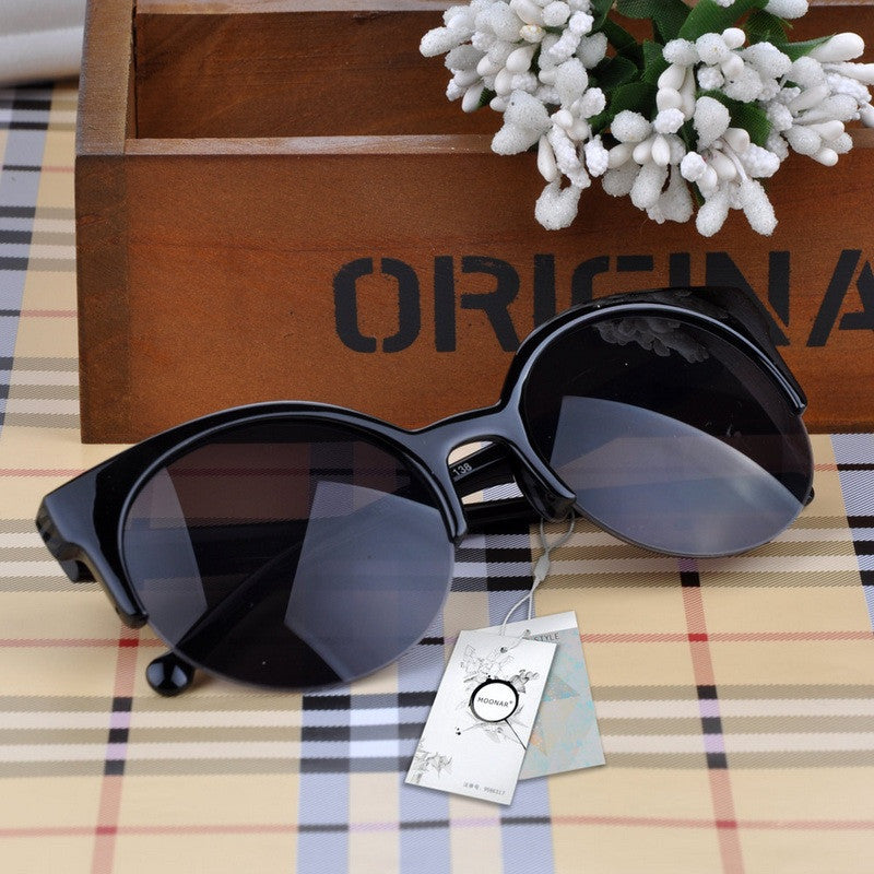 Cat Eye Sunglasses for Women Vintage Semi-Rimless