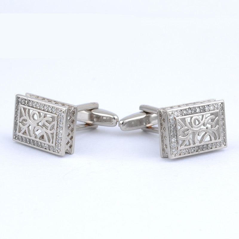 Men's Nickel-Colored Zircon Cufflinks