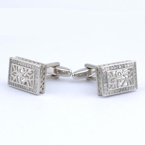 Men's Nickel-Colored Zircon Cufflinks