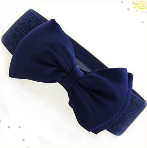 Lady Bowknot Stretch Elastic Wide Waistband Belt For Women