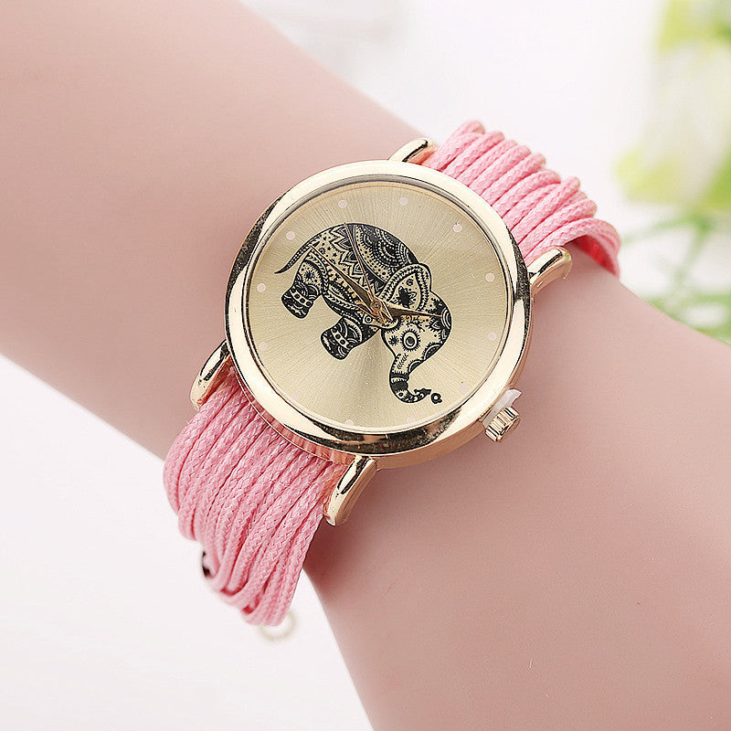 Elephant Leather Bracelet Watch ww-b