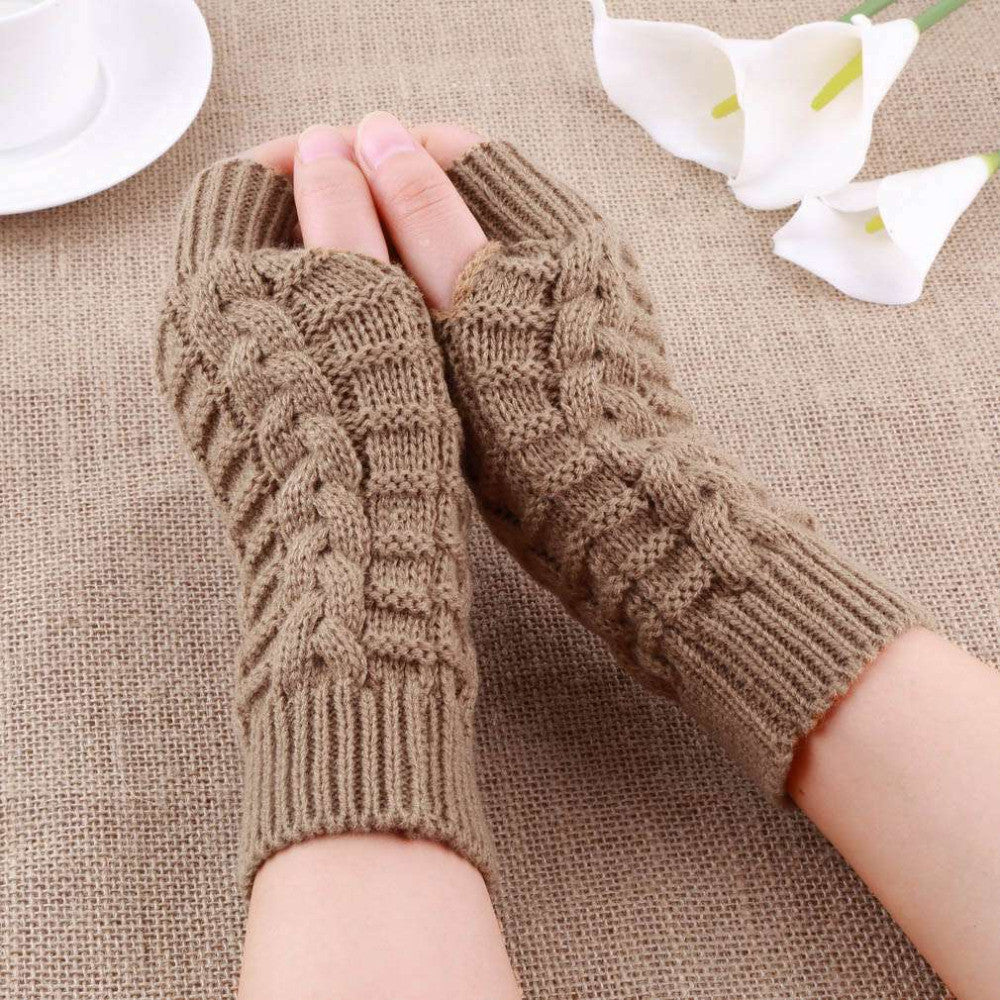 Unisex Knitted Long Stretchy Fingerless  Gloves For Women