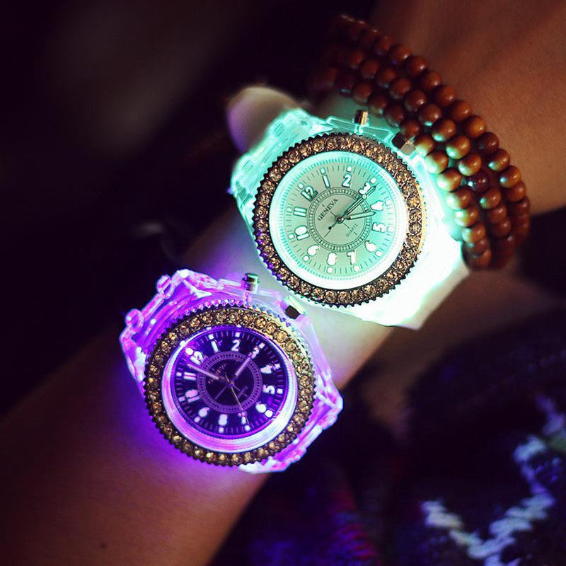 Luminous LED Women Quartz Silicon Band Watch ww-b