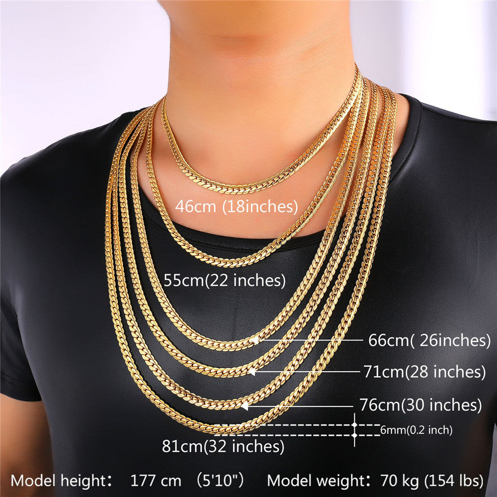 Long/Choker 6MM Vintage Black Gun/Gold Plated Chain For Women/Men mj- Necklaces