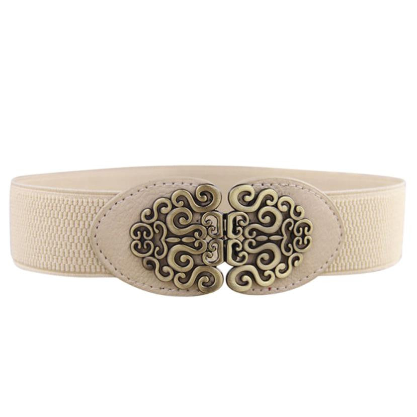 Flower Design Automatic Buckle Elastic Belt For Women