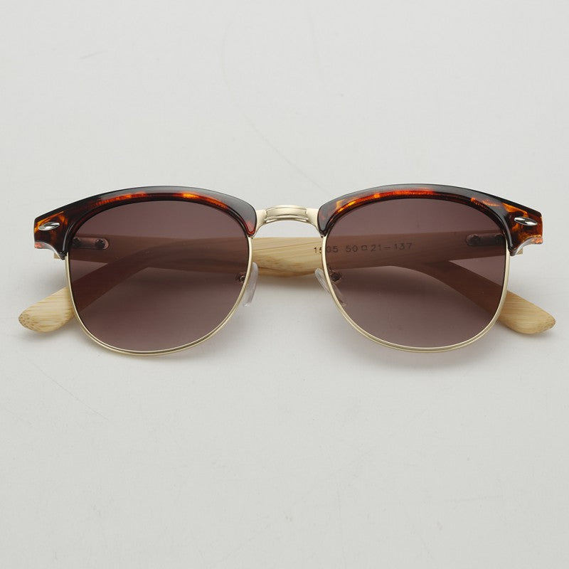 Half-Frame Unisex Wooden Sunglasses Unisex