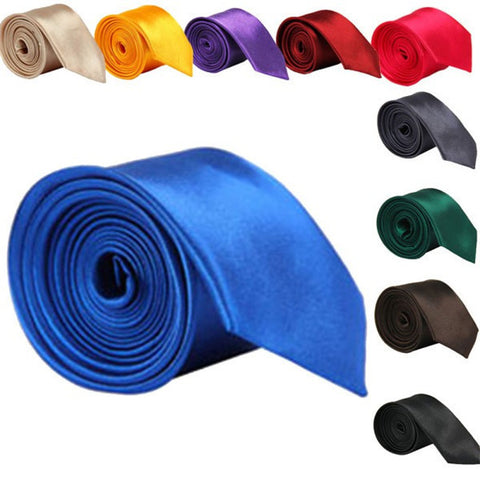 Hot 5cm Classic Slim Solid Color Silk Ties for Men in 20 Colors