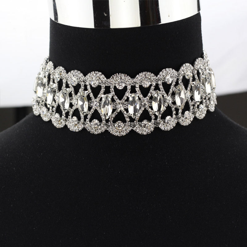 Big Crystal Necklaces Chockers Chunky Collier Wedding Jewelry