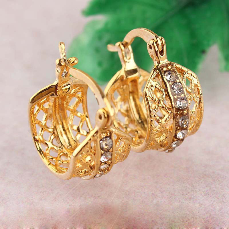 Leaf Shape New Jewelry Gold Plated Austrian Crystal Earrings