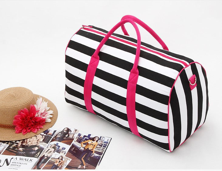 Striped Pattern Large Canvas Travel Bag