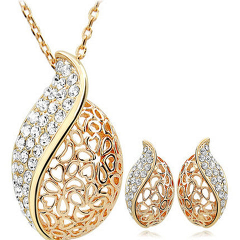 Classic Hollow Earrings Necklaces Wedding Jewelry Sets