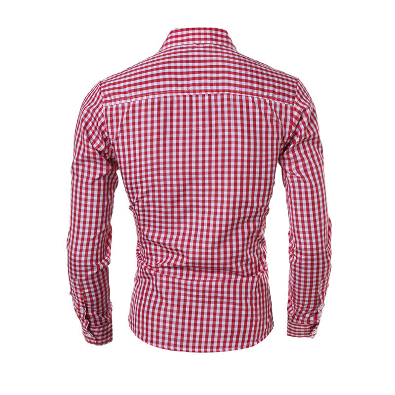 Fashion Plaid Shirt for Men Slim Fit High Quality Social Clothing