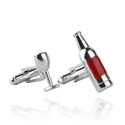 Red Wine Glass & Bottle Shape Fashion Top Quality Cufflinks