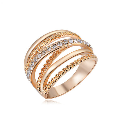 Rose Gold Plated Zirconia Classic Rings wr-