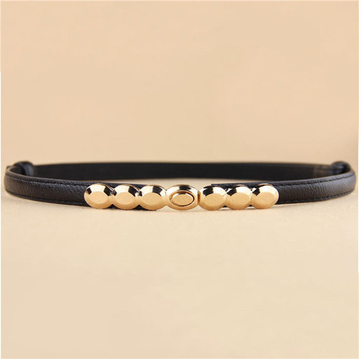 Decorative Gold Tone Alloy Buckle Thin Belt For Women